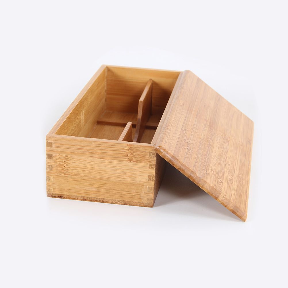 Bamboo Cutlery Storage Box Wooden Storage Container for Tableware Cosmetics view 7