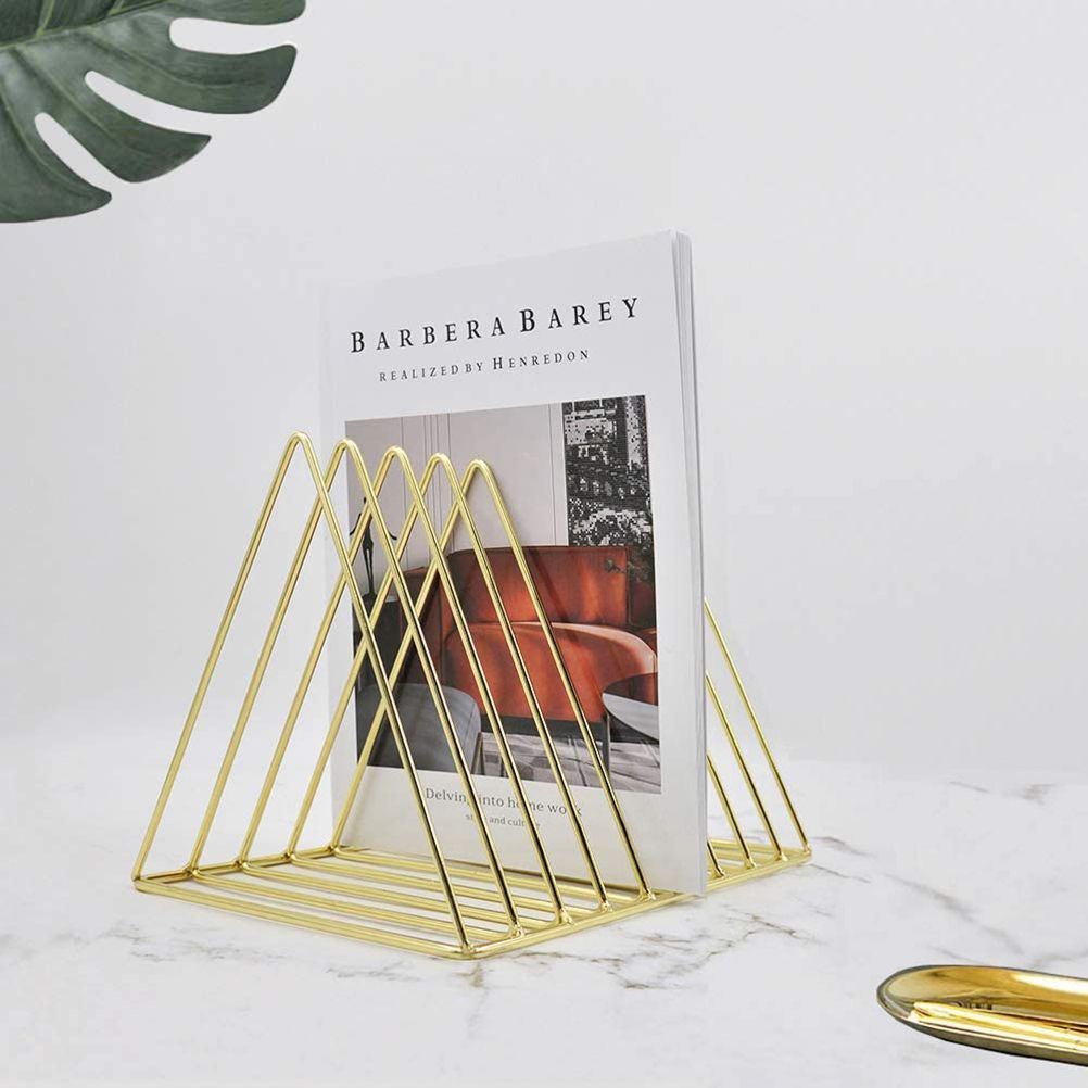 File Holder Organizer Triangle Record Album Holder Magazine Wire Rack Desk view 2