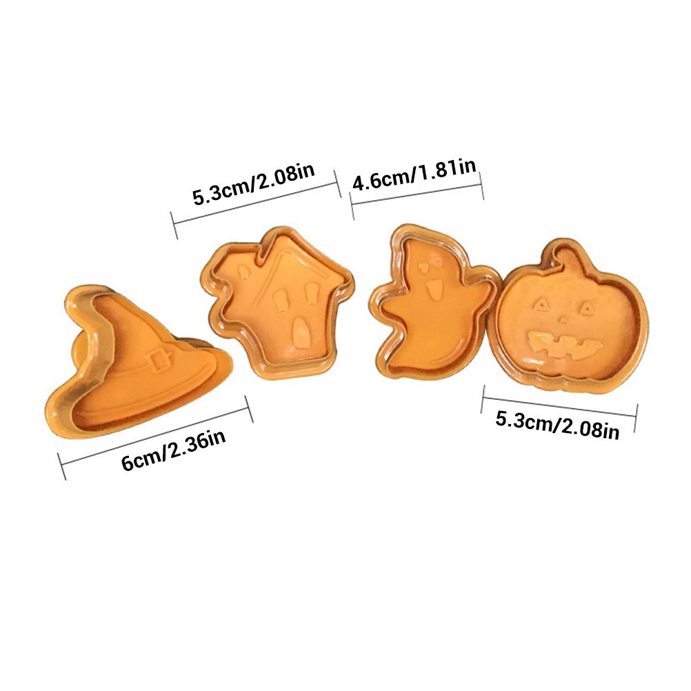 4pcs/set Halloween Mould Biscuit Stamp 3D Plunger Cutter DIY Baking Mould view 2