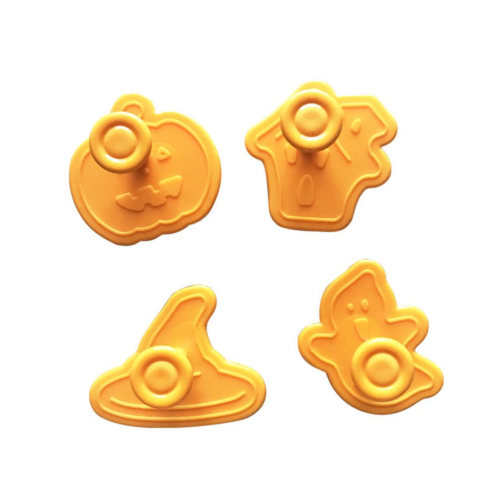4pcs/set Halloween Mould Biscuit Stamp 3D Plunger Cutter DIY Baking Mould view 3