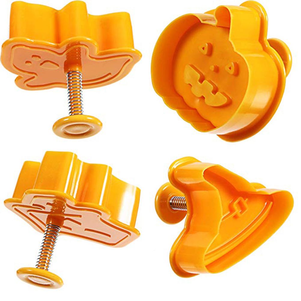 4pcs/set Halloween Mould Biscuit Stamp 3D Plunger Cutter DIY Baking Mould view 6