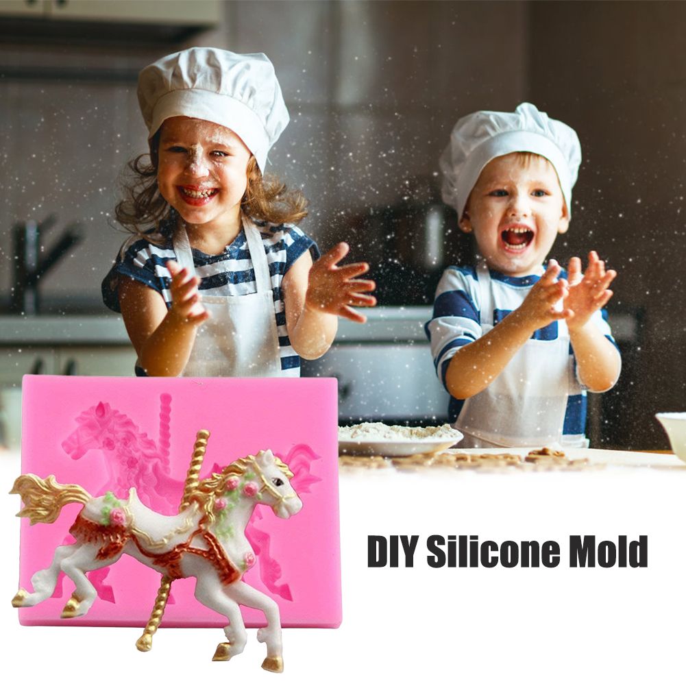 Silicone Mold 3D Carousel Horse Chocolate Mold Non Stick Fondant Mold for view 2