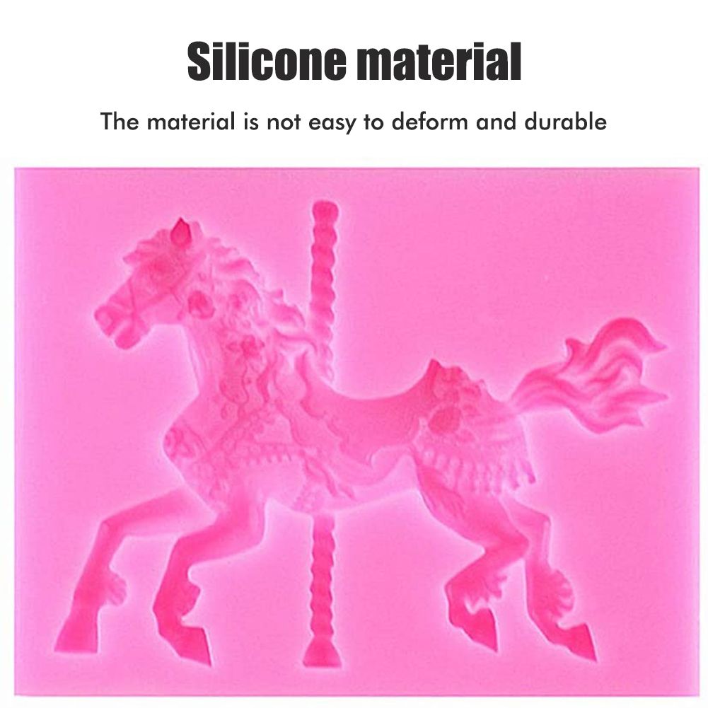 Silicone Mold 3D Carousel Horse Chocolate Mold Non Stick Fondant Mold for view 5