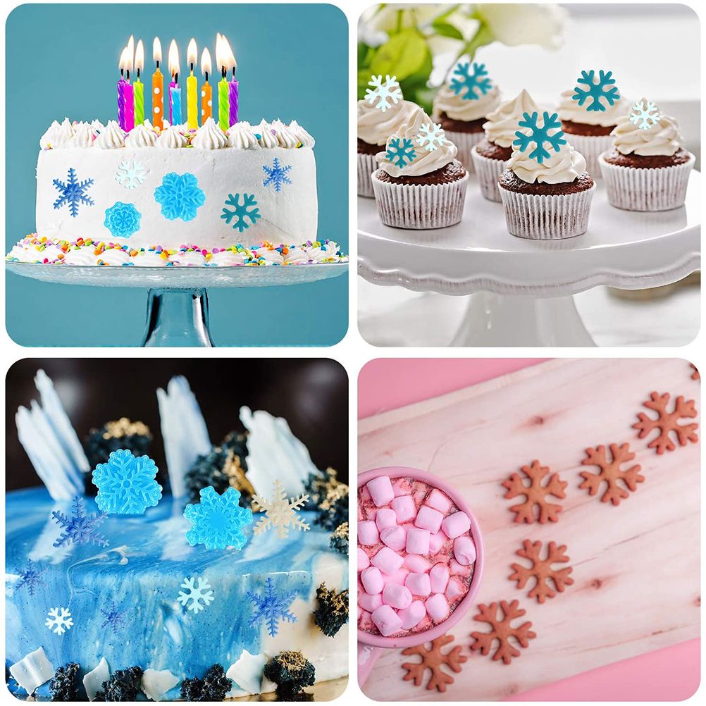 6pcs/set Food Grade Plastic Snowflake Fondant Cake Plunger Cutters Molds DIY view 3