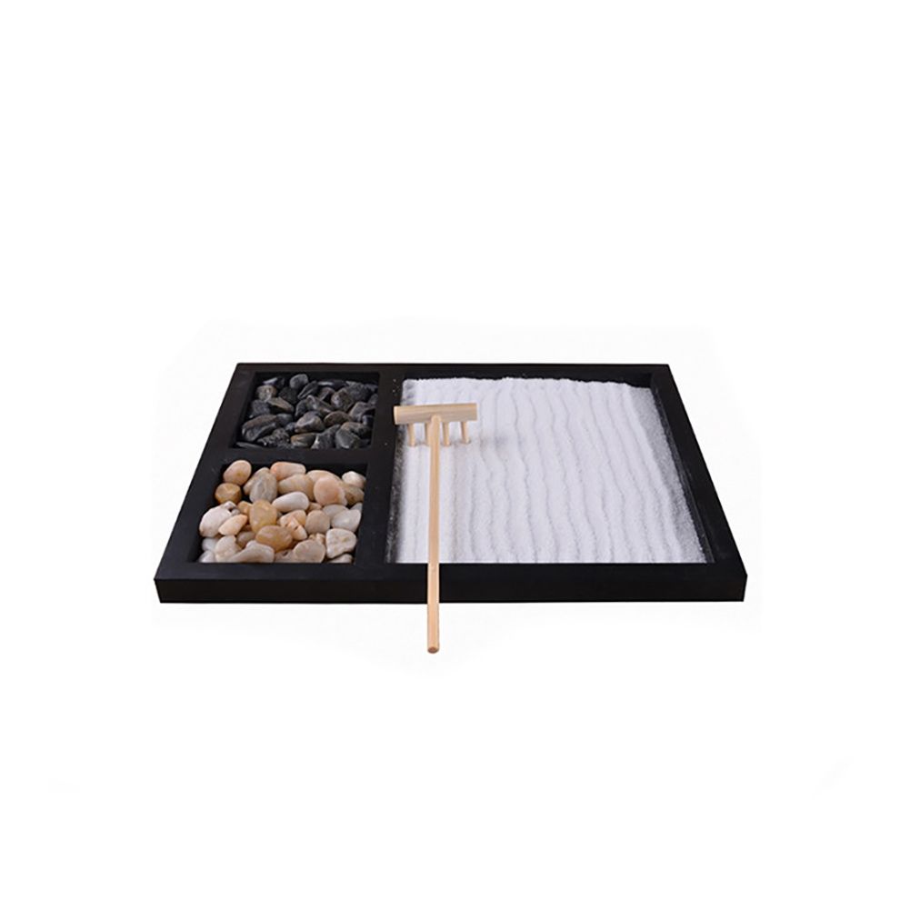 Mini Meditation Sand Table Decoration with Rake Sand and Rocks for Home Office view 2
