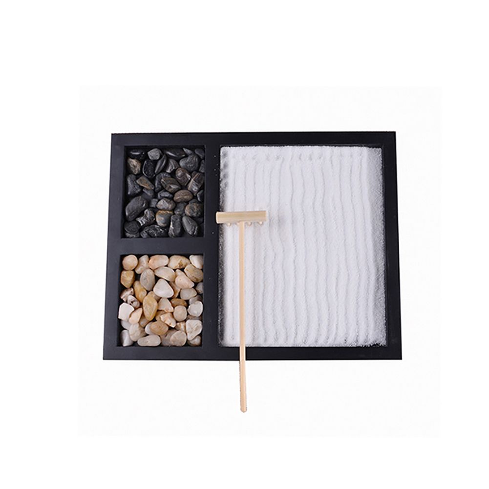 Mini Meditation Sand Table Decoration with Rake Sand and Rocks for Home Office view 3