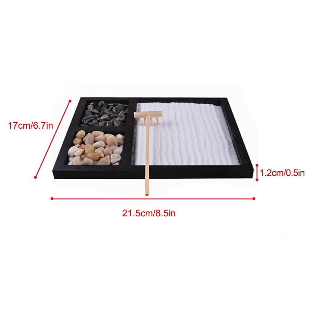 Mini Meditation Sand Table Decoration with Rake Sand and Rocks for Home Office view 6