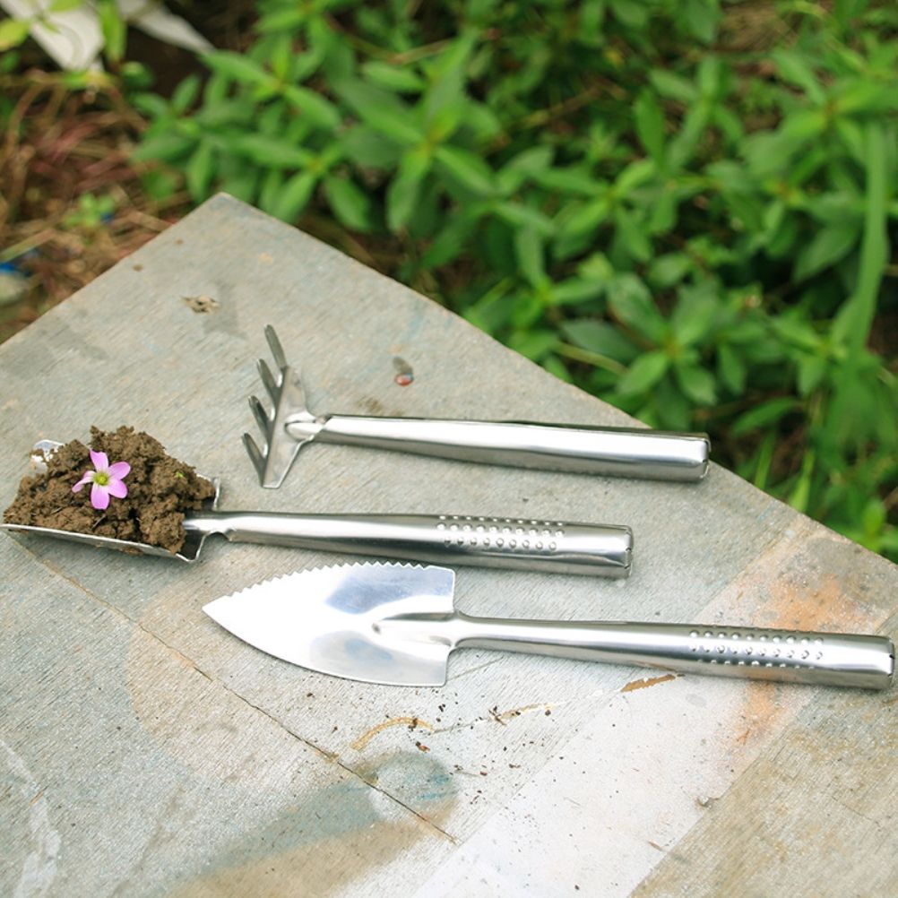 Garden Trowel Set 3PCS Mini Stainless Steel Trowel Weed Fork and Transplant view 4
