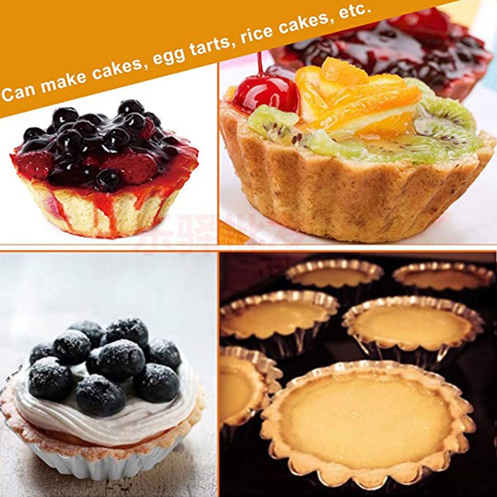 30Pcs Egg Tart Molds Mini Aluminum Cake Muffin Moulds Tins Pans Non Stick view 6