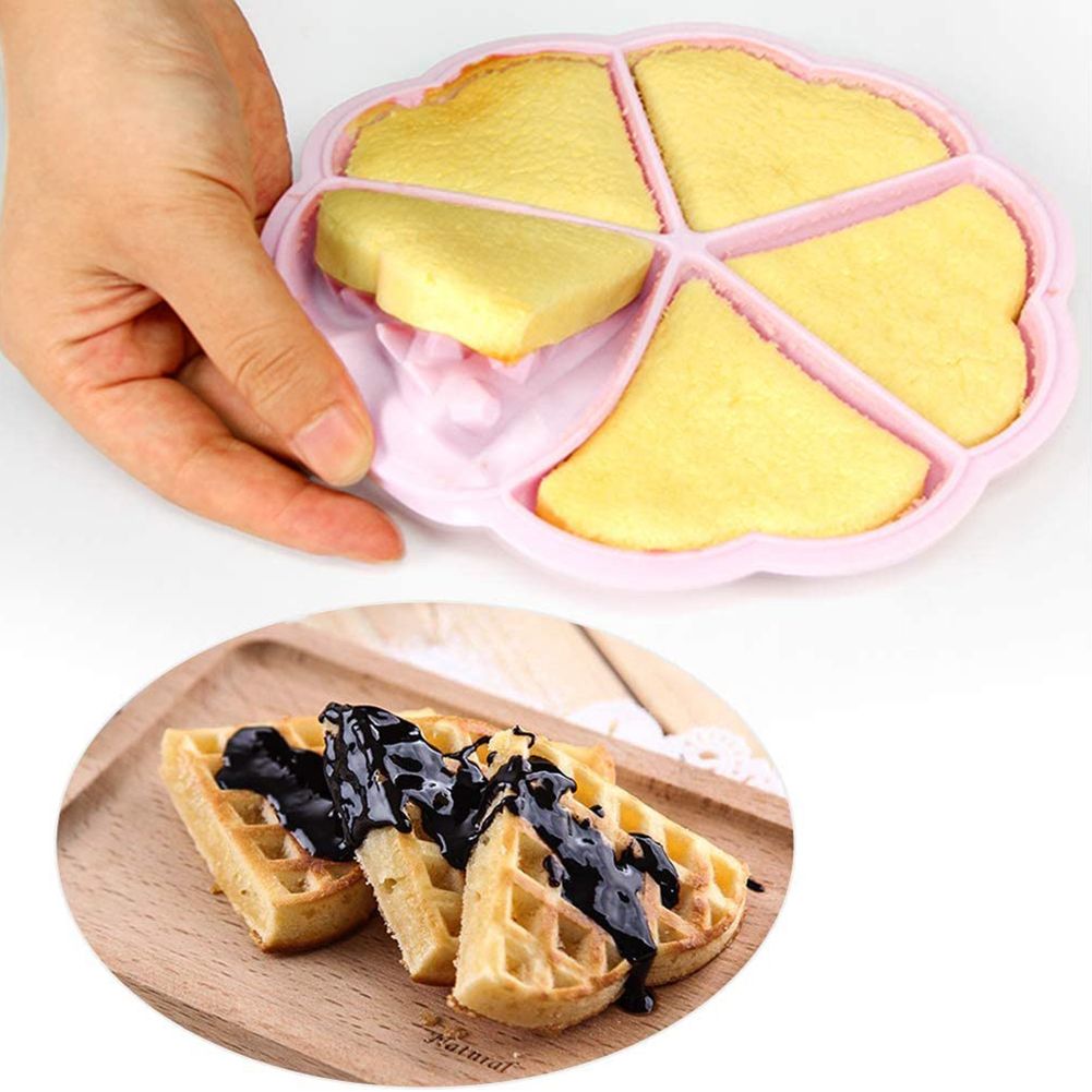 2PCS Silicone Waffle Mold 5 Cavity Heart Shaped Cake Muffin Pancake Mold for view 4