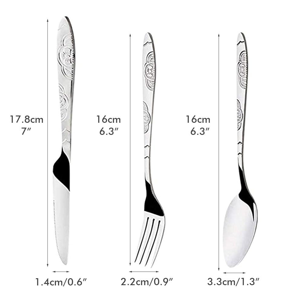 4PCS Cutlery Set Stainless Steel Cutlery for Cutter Fork Spoon Surface Carved view 5
