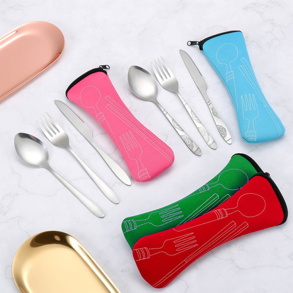 4PCS Cutlery Set Stainless Steel Cutlery for Cutter Fork Spoon Surface Carved view 8