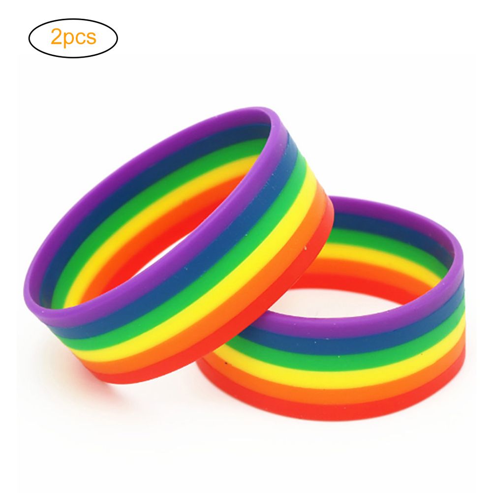 Universal Rainbow Bracelet Silicone Lesbian Pride Wristband Party Props view 2
