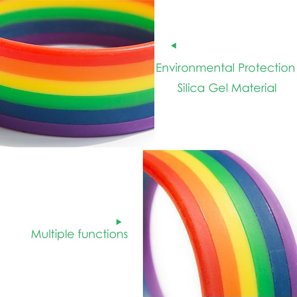 Universal Rainbow Bracelet Silicone Lesbian Pride Wristband Party Props view 5