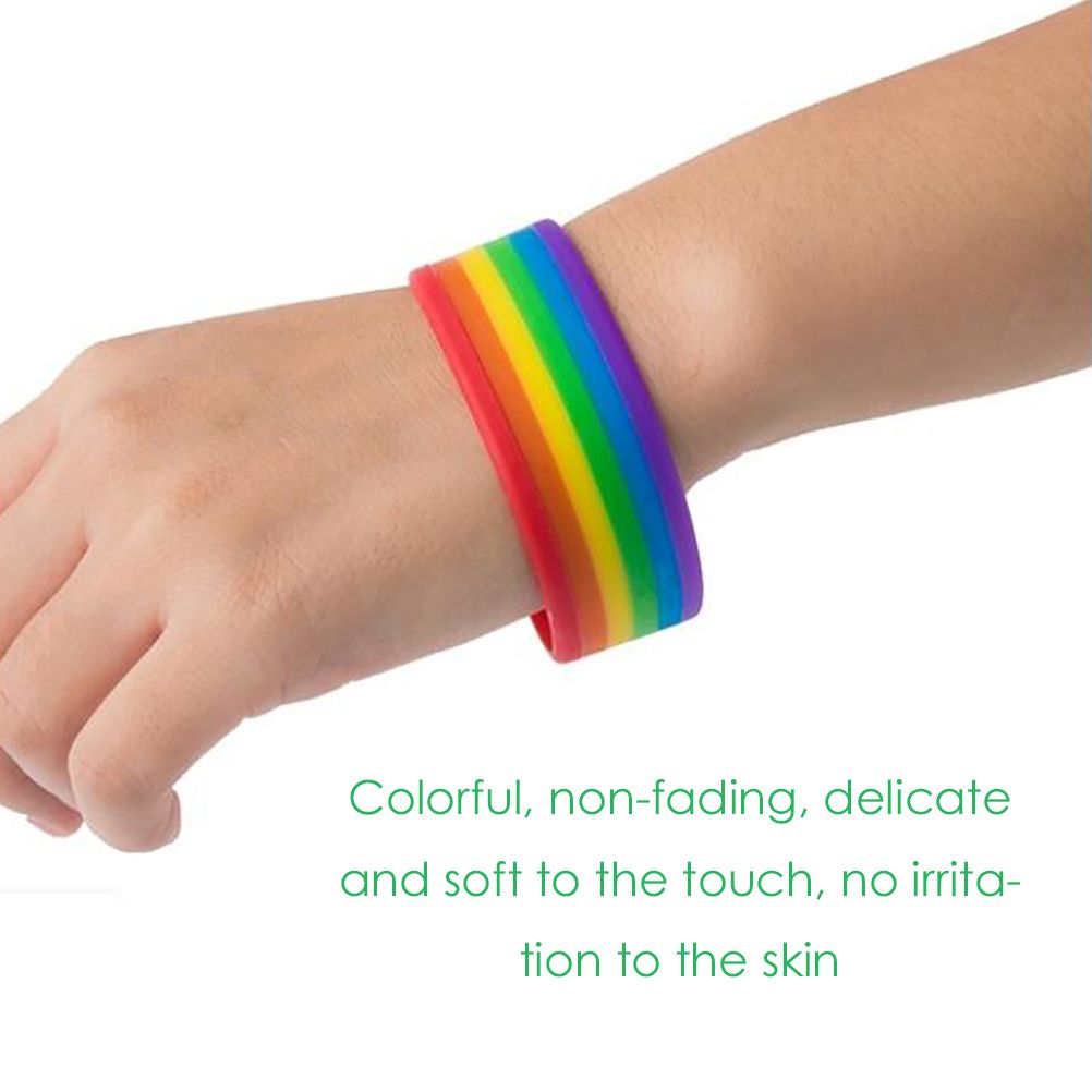 Universal Rainbow Bracelet Silicone Lesbian Pride Wristband Party Props view 8