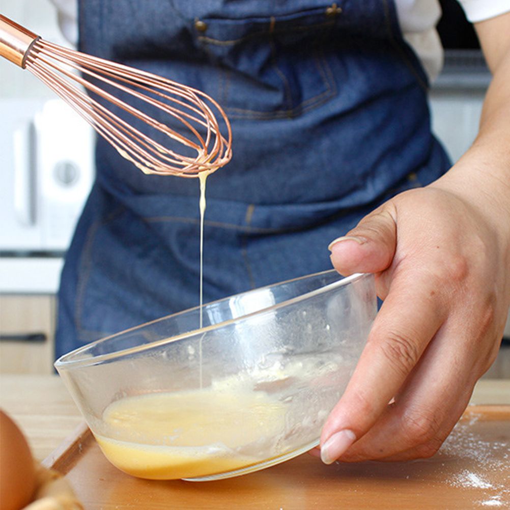 Wooden Handle Stainless Steel Whisk Egg Beater Rose Gold Mixing Cooking Tools view 2