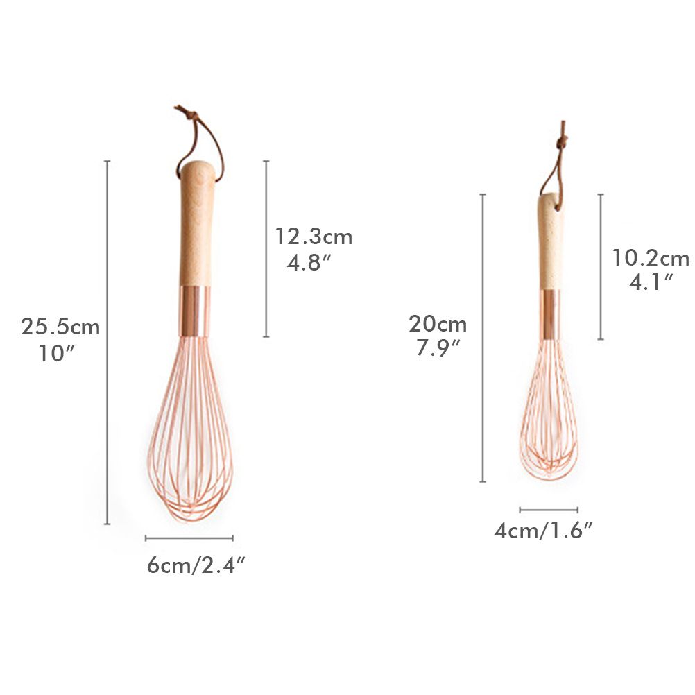 Wooden Handle Stainless Steel Whisk Egg Beater Rose Gold Mixing Cooking Tools view 8