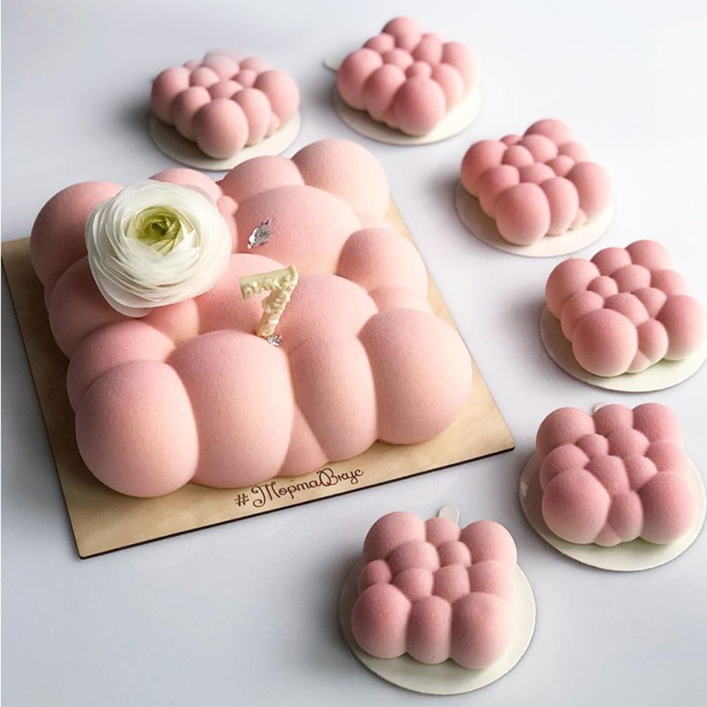 6 Cavities 3D Cloud Cake Mold Silicone Mousse Molds Bubble Molds for Baking view 9