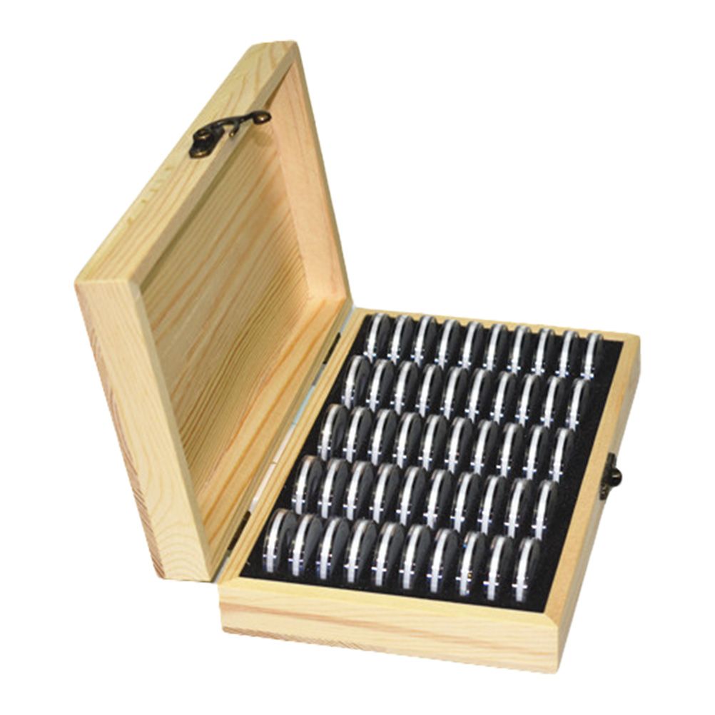 Adjustable 50 Coin Storage Tool Round Coin Storage Wooden Box Commemorative view 7