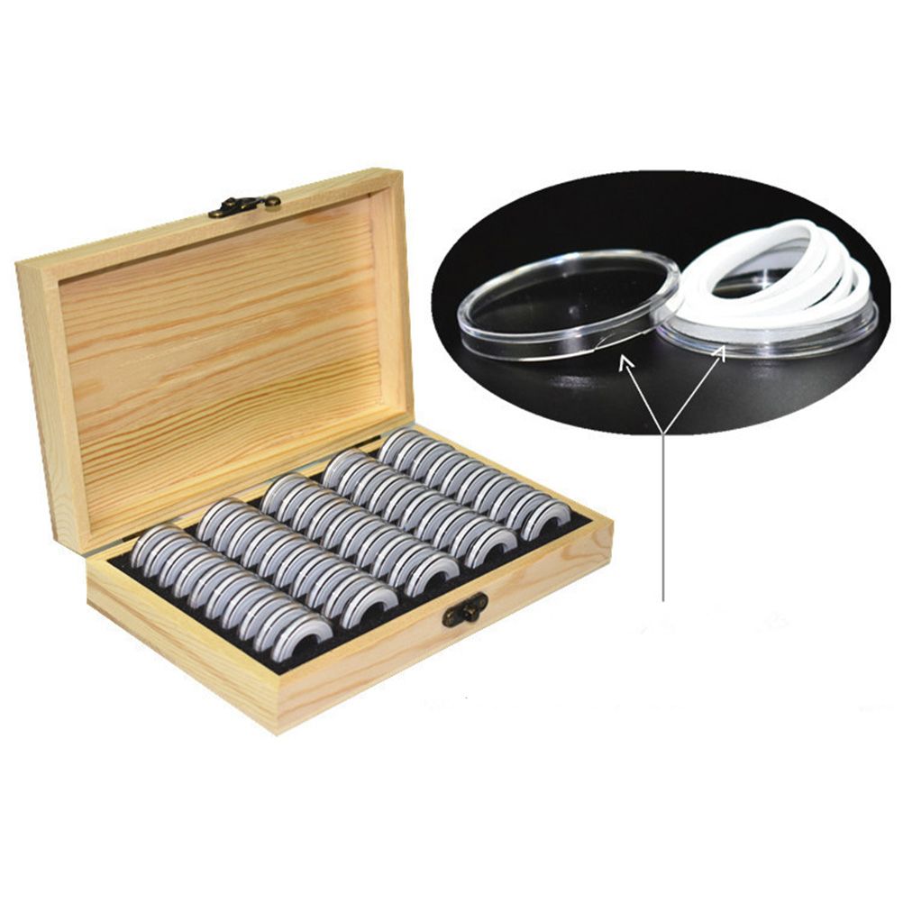 Adjustable 50 Coin Storage Tool Round Coin Storage Wooden Box Commemorative view 8
