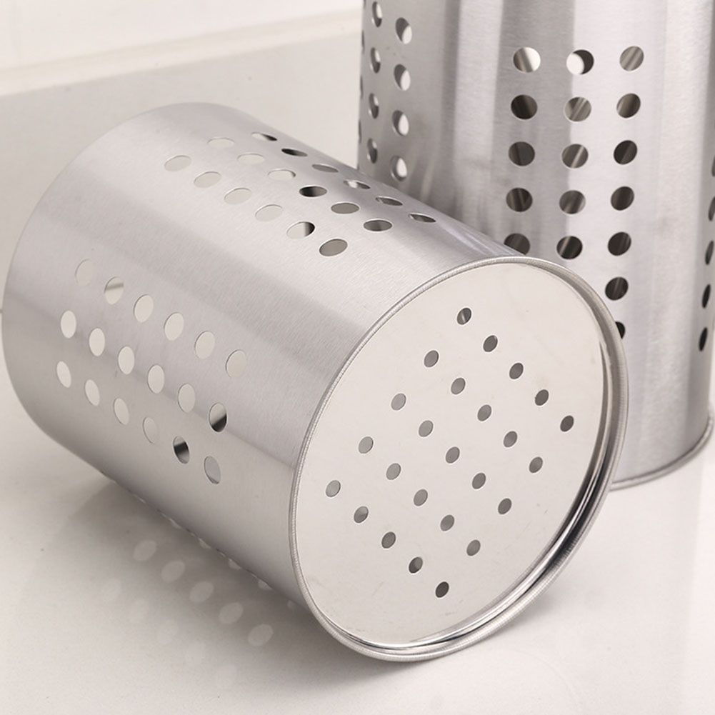 Kitchen Stainless Steel Round Hole Cooking Tools Holder Tableware Cage view 6