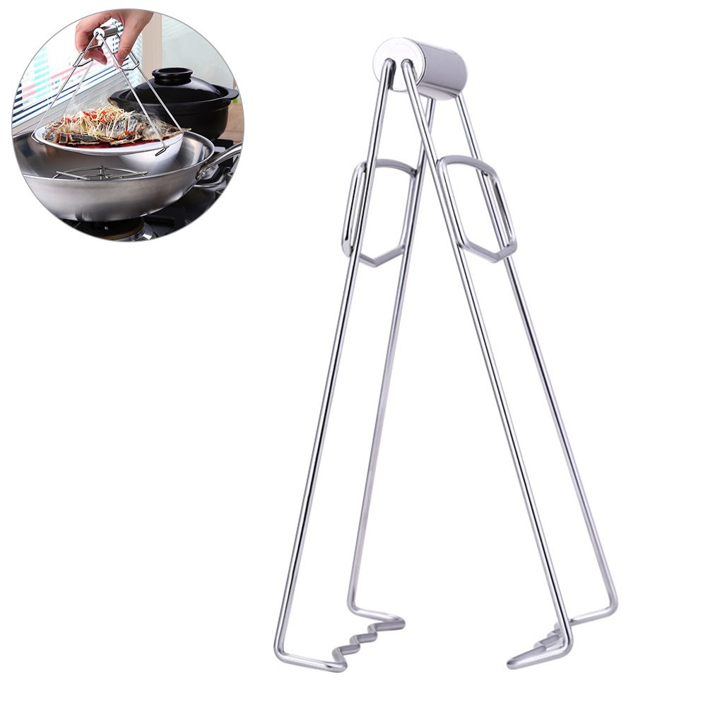 1Pcs Kitchen Stainless Steel Pot Pan Dish Bowl Clip Foldable Dish Plate Clip view 2