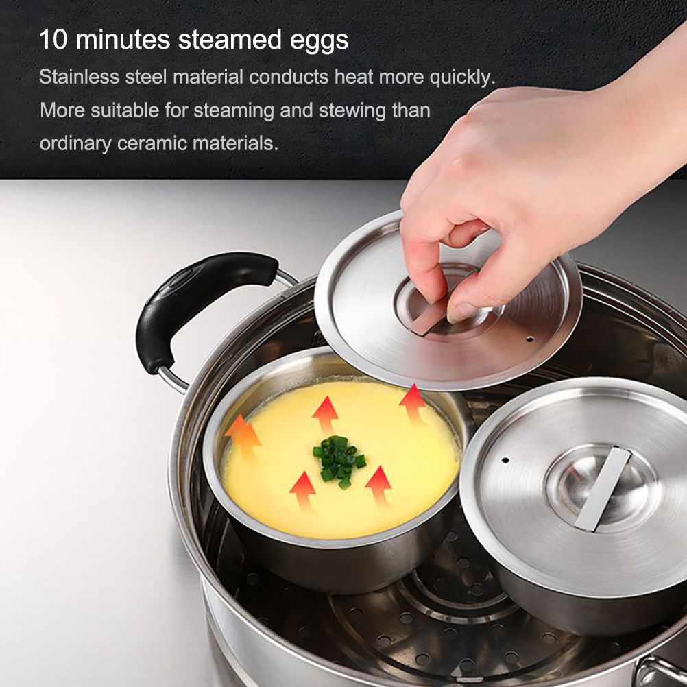 Stainless Steel Steaming Egg Bowls With Lid Anti Scald Food Mixing Bowl DIY view 4