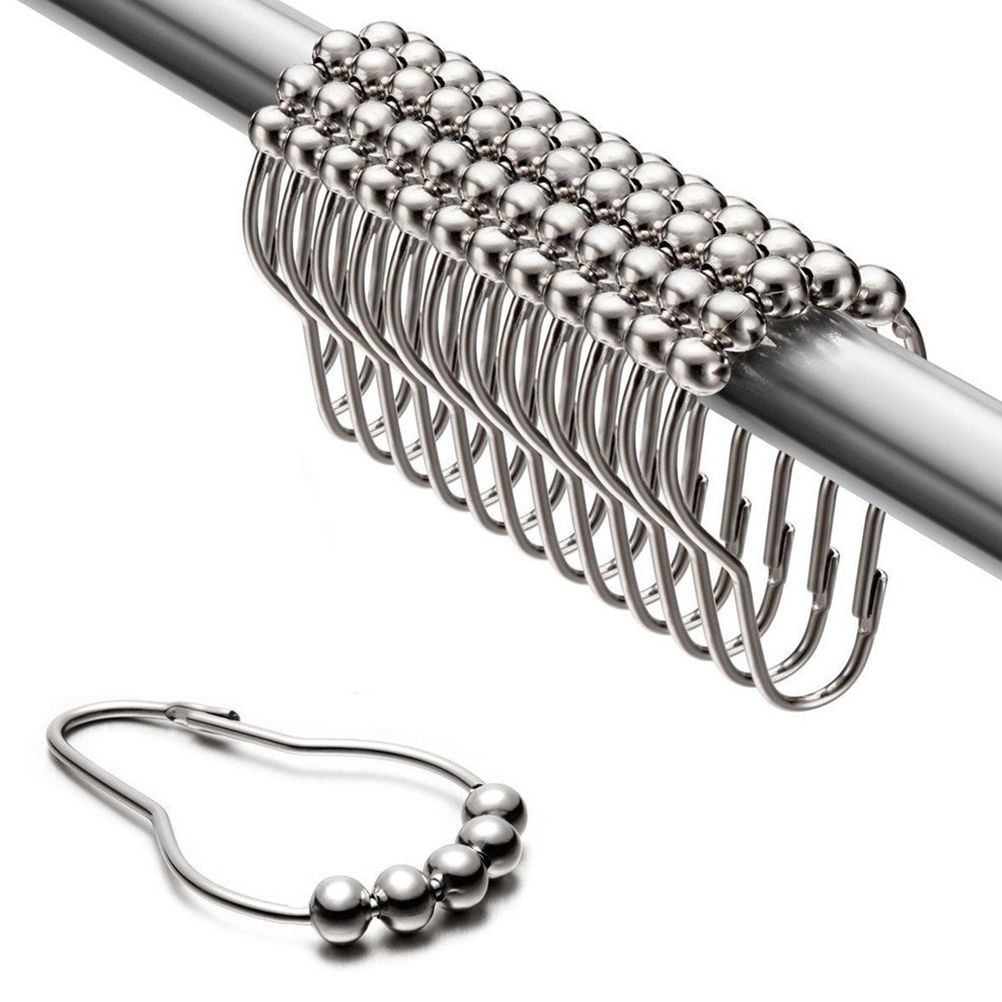 12PCS Antirust Double Glide Shower Curtain Hooks for Bathroom Shower Rods Curtains view 7
