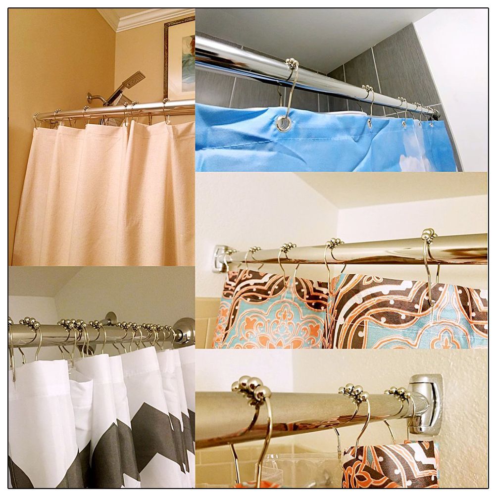 12PCS Antirust Double Glide Shower Curtain Hooks for Bathroom Shower Rods Curtains view 8