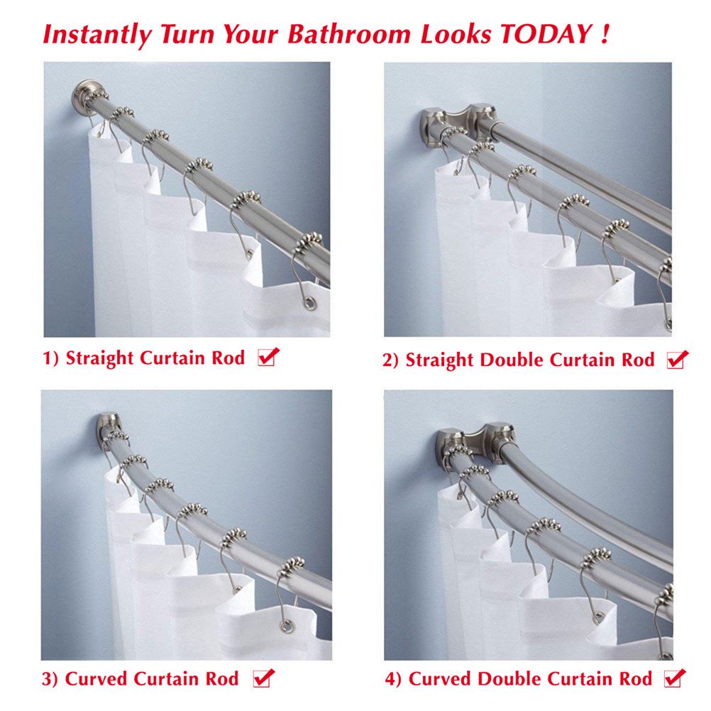 12PCS Antirust Double Glide Shower Curtain Hooks for Bathroom Shower Rods Curtains view 9