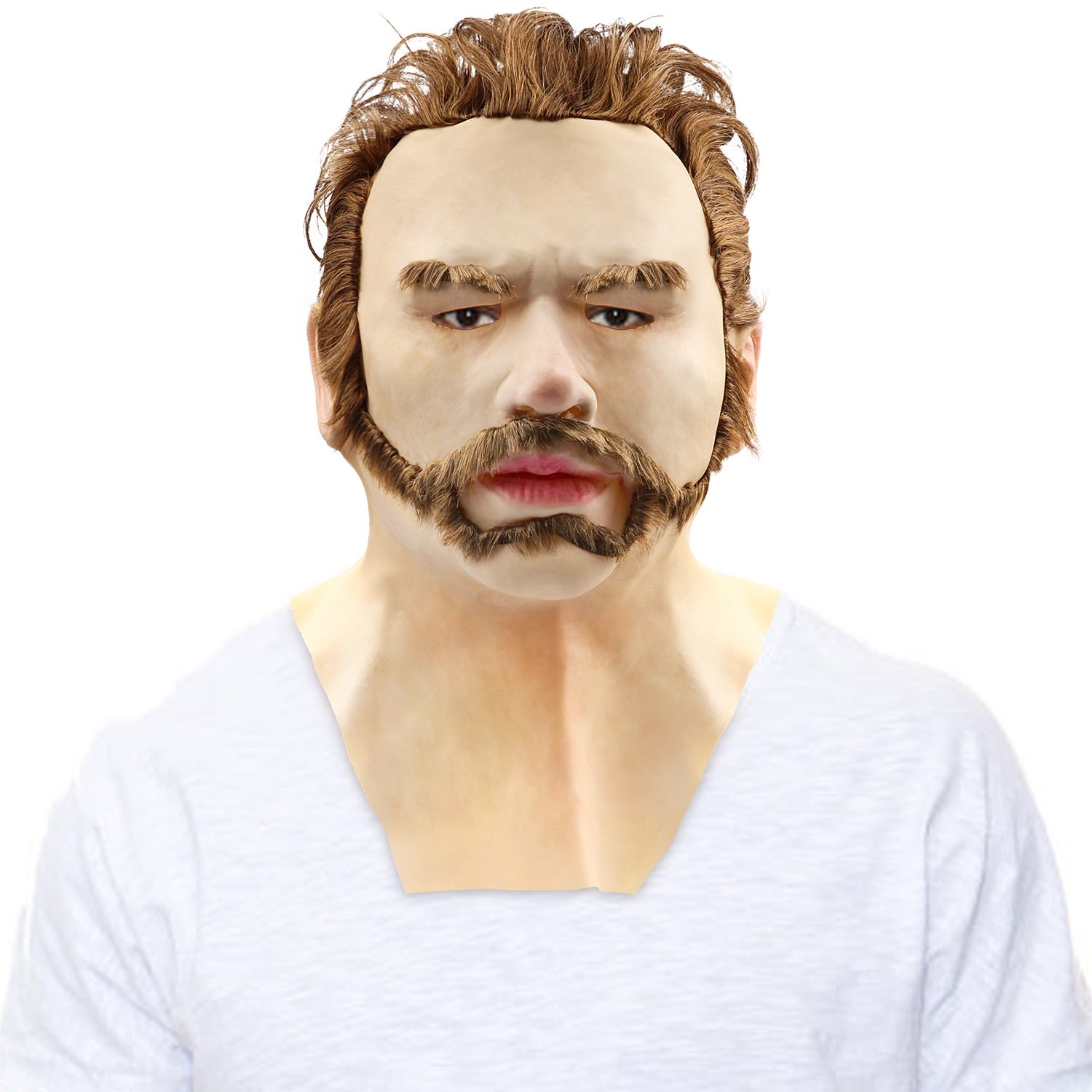 Halloween Latex Young Man Face Cover Headgear for Masquerade Halloween view 4