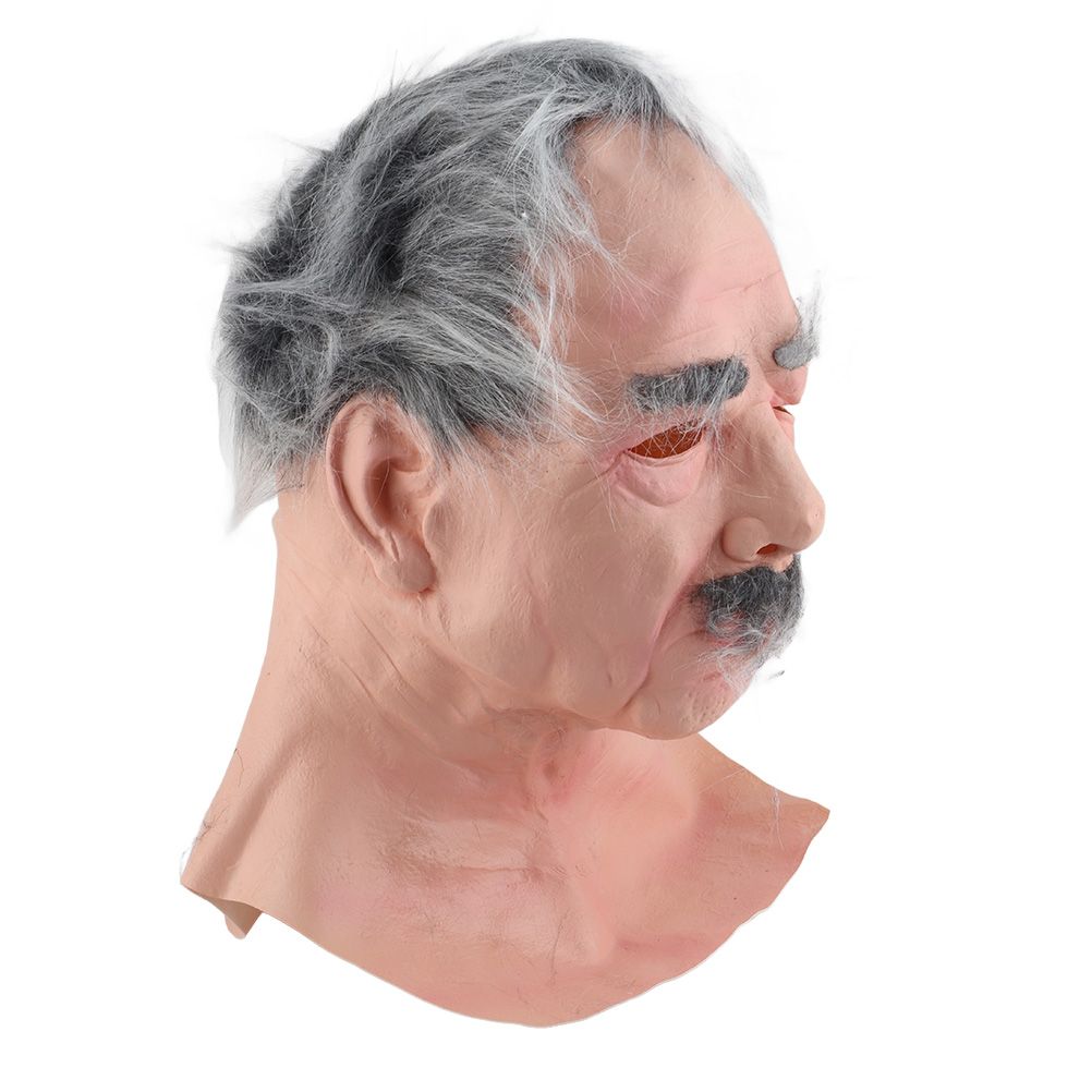 Halloween Latex Old Man Face Cover Elder Old Man Headgear for Masquerade view 3