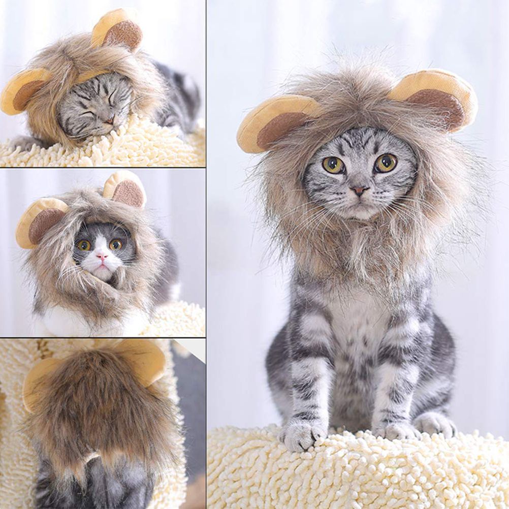 Mane Wig for Cat Pet Adjustable Washable Comfortable Hair Cat Clothes for view 3