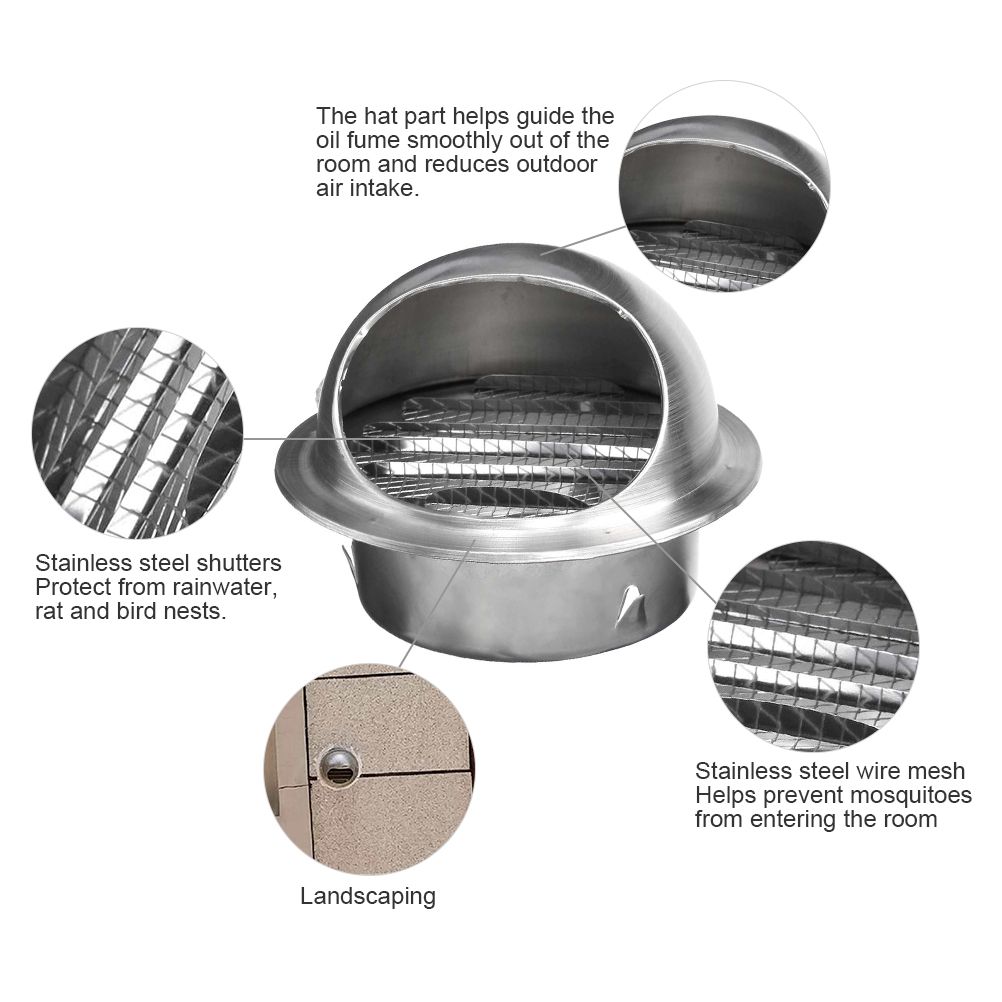 100/150mm Ventilation Outlet Stainless Steel Air Vent Grille Cover view 3