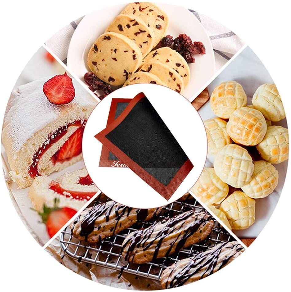 2 pcs Non Stick Baking Pan Glass Fiber Oven Mat Cake Mat Silicone Baking Pad view 5