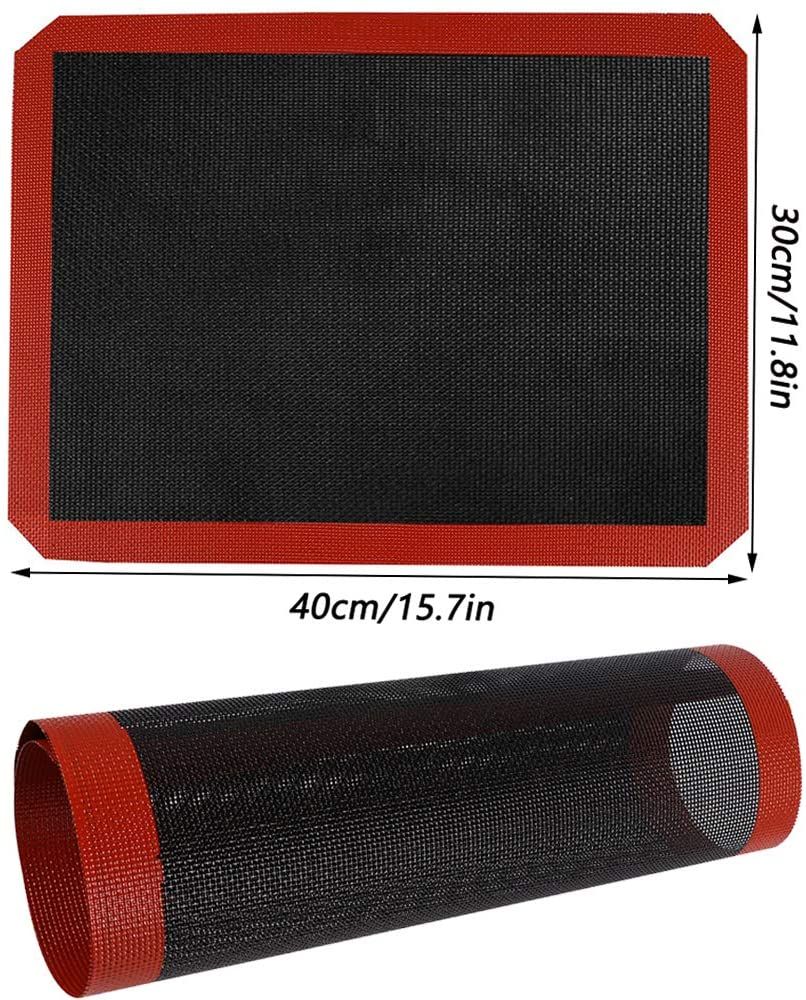 2 pcs Non Stick Baking Pan Glass Fiber Oven Mat Cake Mat Silicone Baking Pad view 6