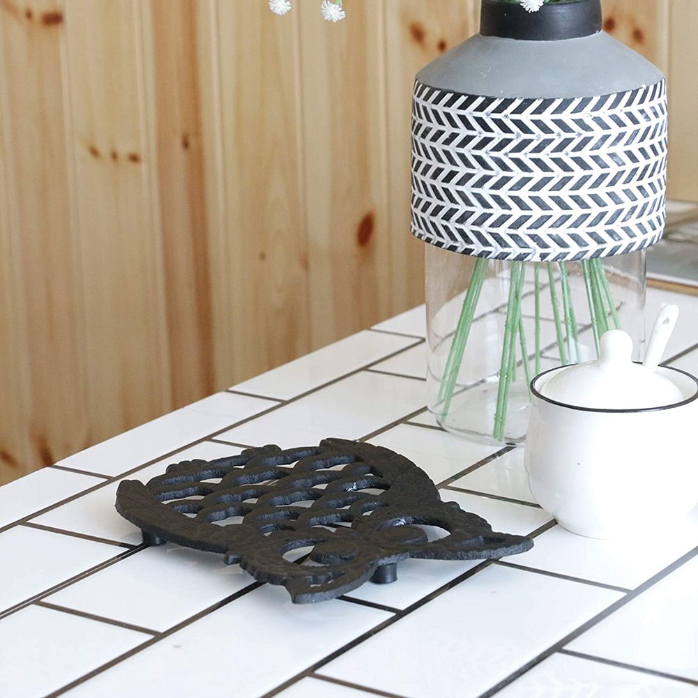 Vintage Cast Iron Decorative Trivet Mat Heavy Duty Hot Pot Holder Pads view 3