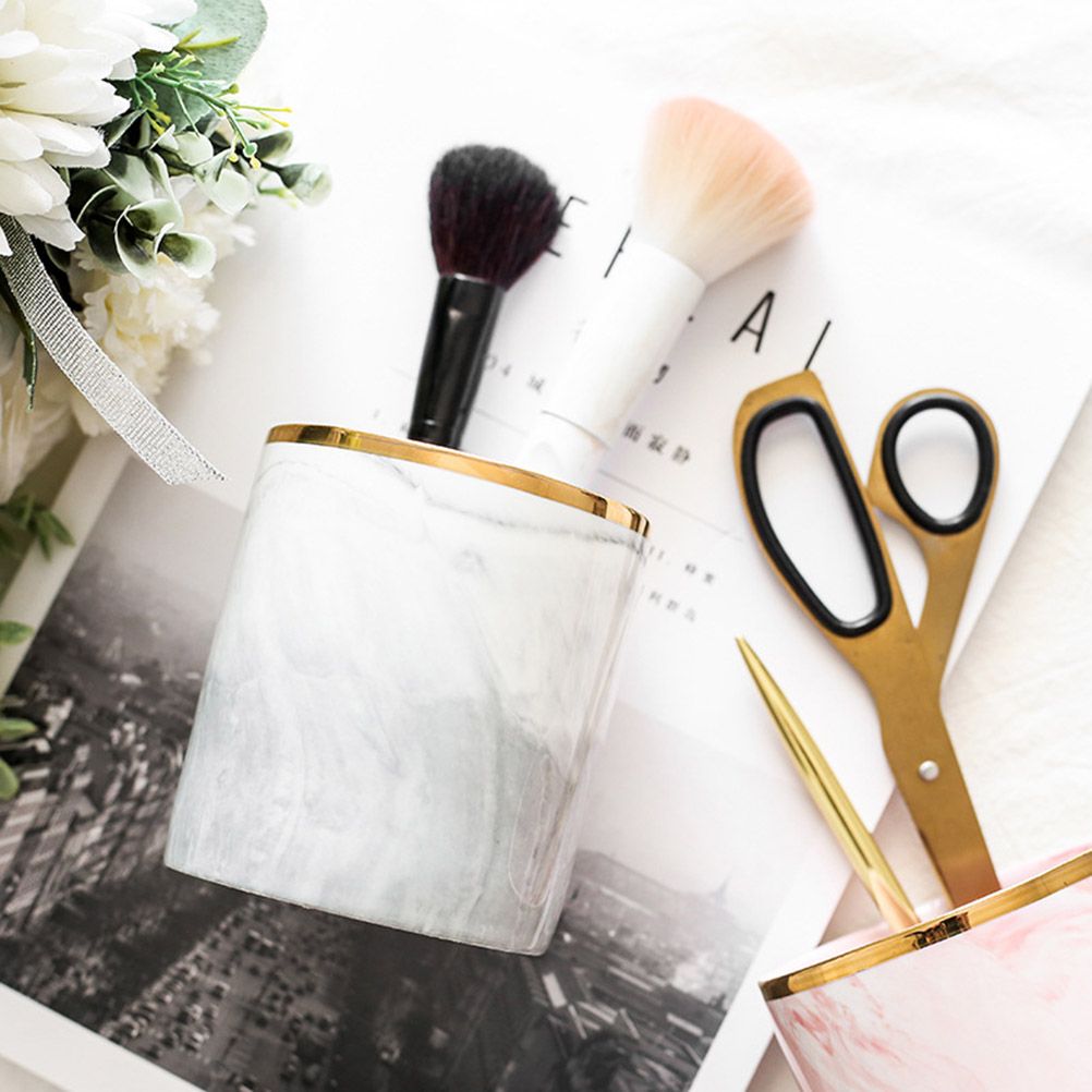 Nordic Desktop Marble Storage Tank Ceramic Cosmetic Brush Pen Holder Tableware view 8