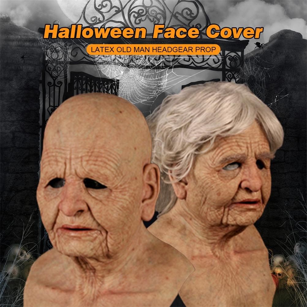 Halloween Latex Face Cover Novelty Old Man Horror Heagear for Masquerade Party view 2