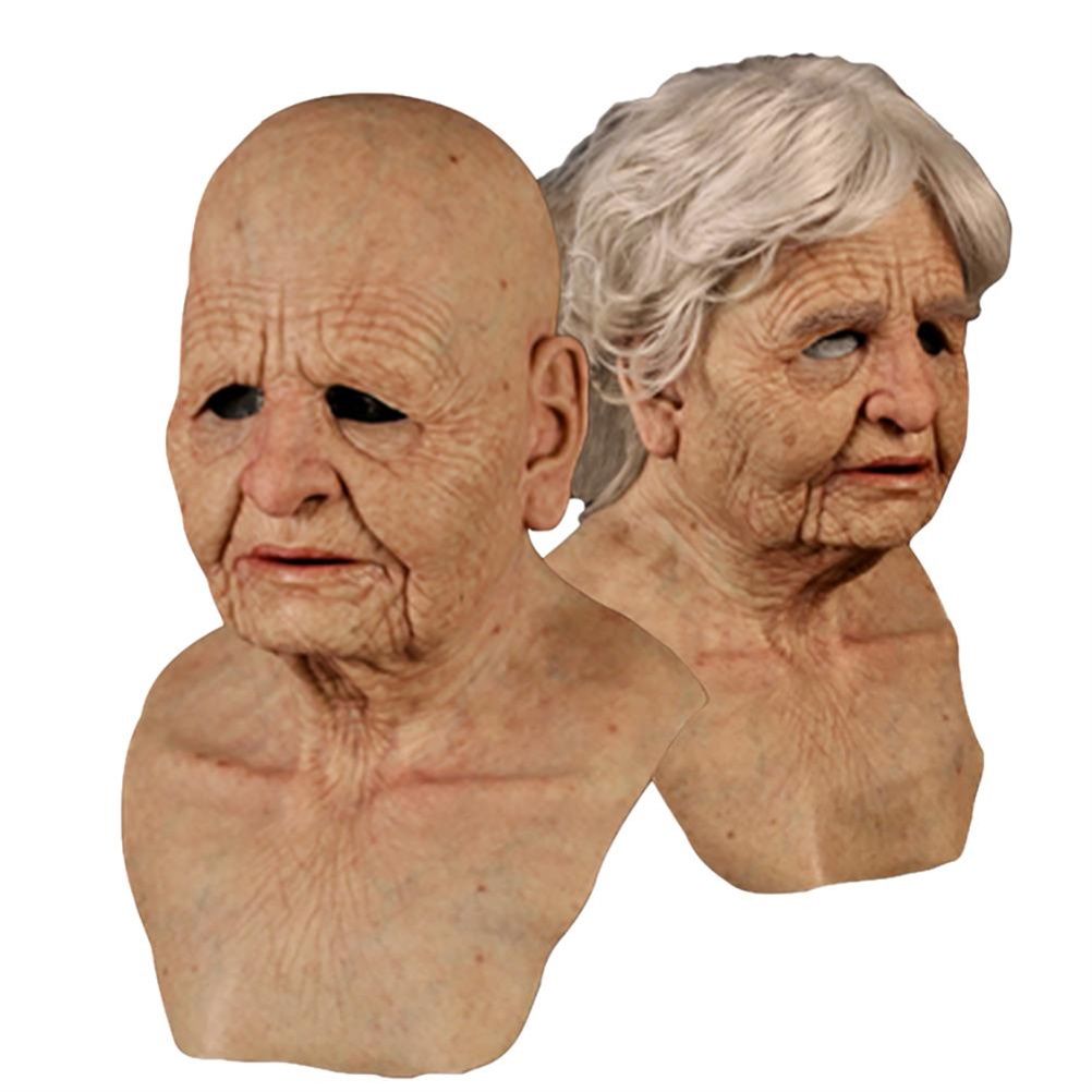 Halloween Latex Face Cover Novelty Old Man Horror Heagear for Masquerade Party view 3