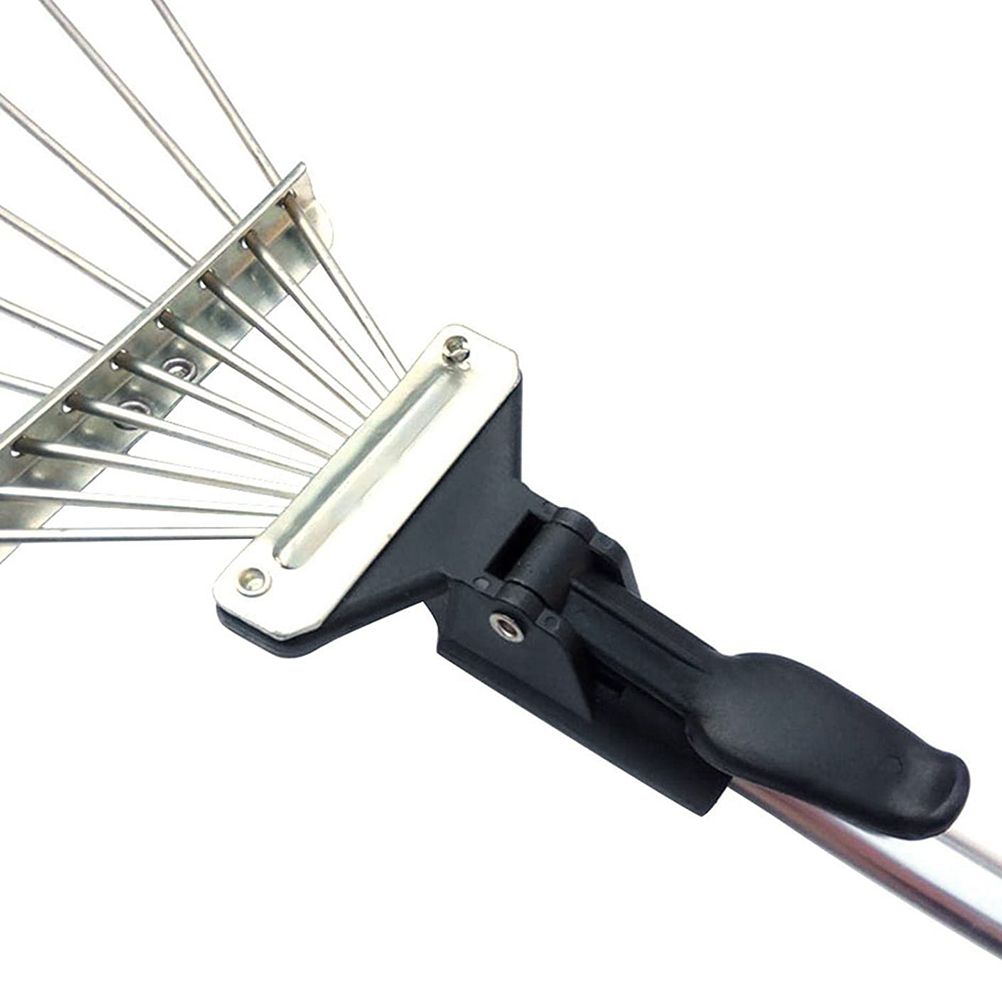 Adjustable Garden Leaf Rake Alloy Telescopic Hoe Grass Tool Multi Toothed view 2