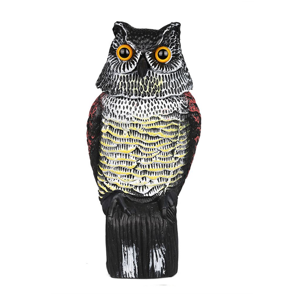 Horned Owl Decoy and 360° Rotating Head Owl Statue to Scare Birds Away for view 4