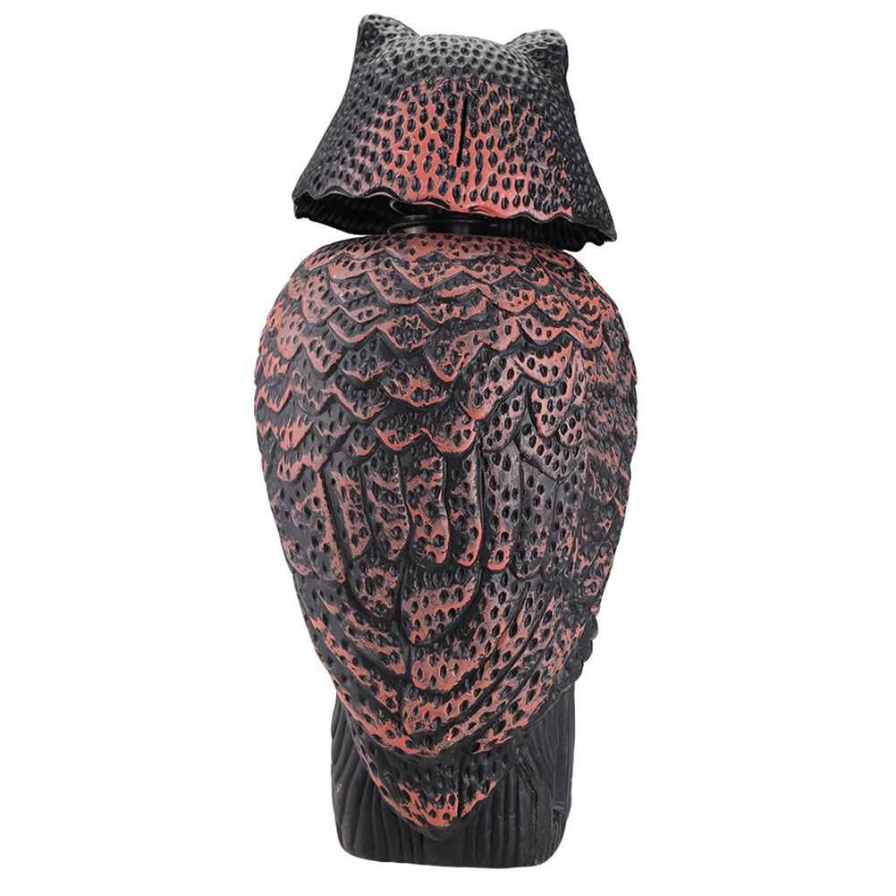 Horned Owl Decoy and 360° Rotating Head Owl Statue to Scare Birds Away for view 5