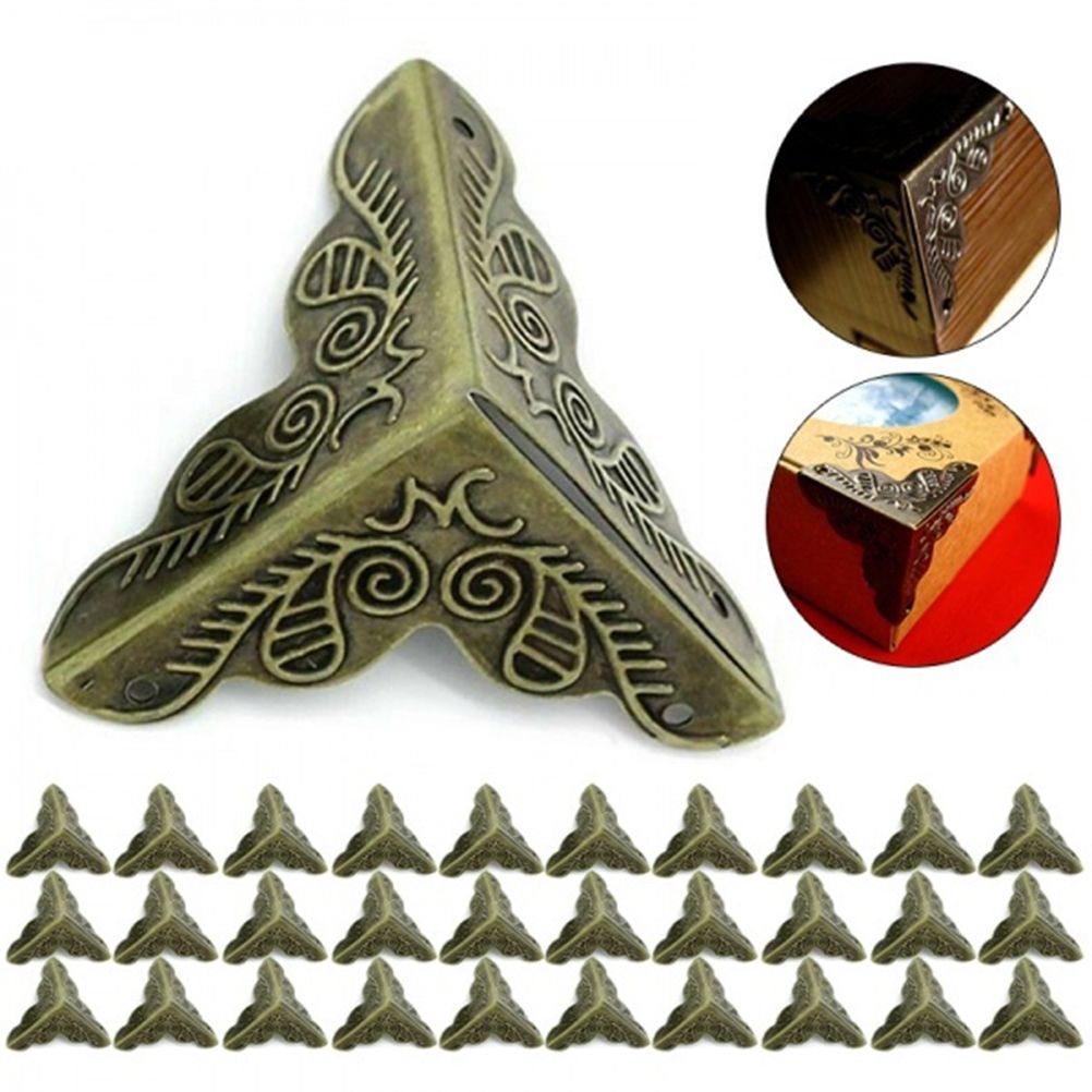 30Pcs Box Corner Protectors Carved Metal Case Wooden Box Edge Safety Guards view 2