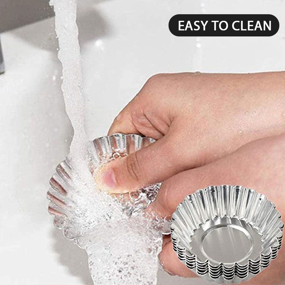 20Pcs Egg Tart Molds Mini Aluminum Cake Muffin Moulds Tins Pans Non Stick view 5