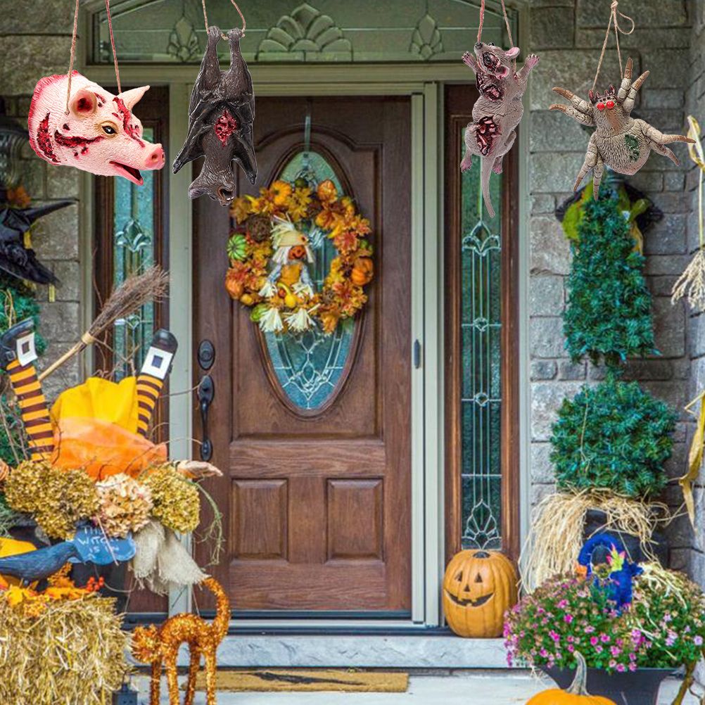 Halloween Hanging Tattered Pig Mouse Spider Bat Prank Props Halloween Party view 5
