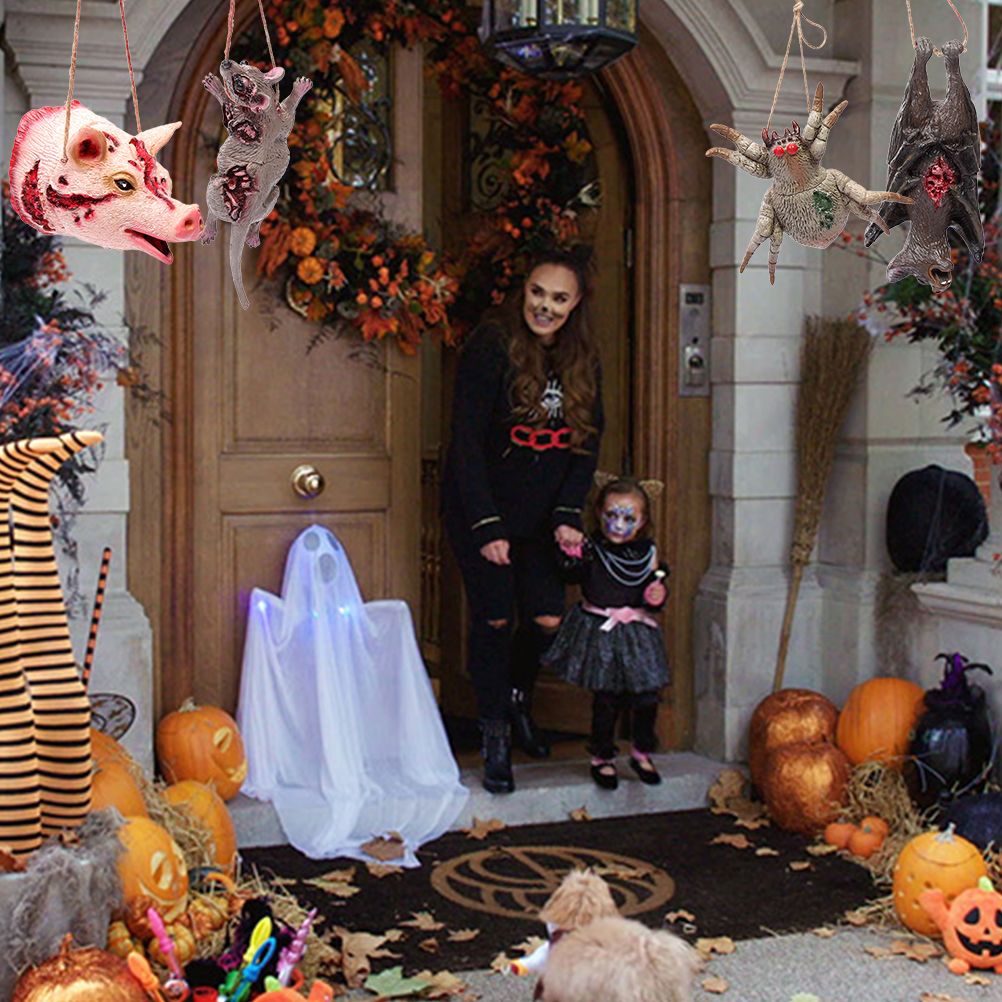 Halloween Hanging Tattered Pig Mouse Spider Bat Prank Props Halloween Party view 6