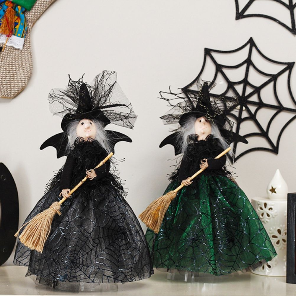 Halloween Veil Witch with Spider Web Skirt Doll Halloween Desktop Ornament view 3