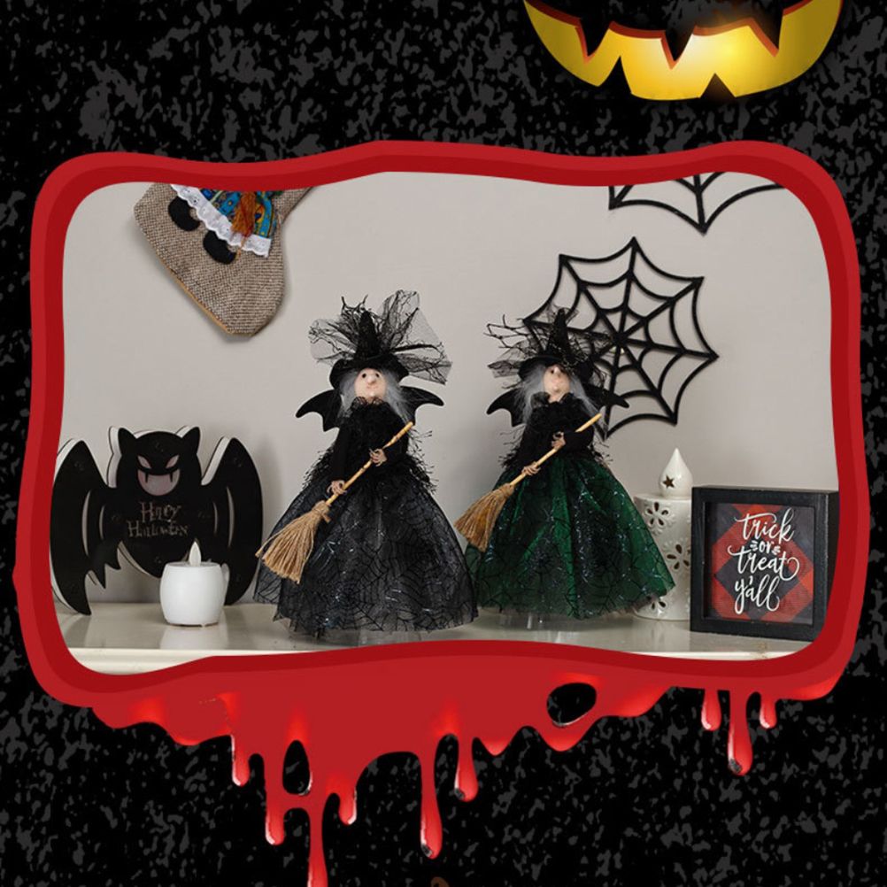 Halloween Veil Witch with Spider Web Skirt Doll Halloween Desktop Ornament view 7