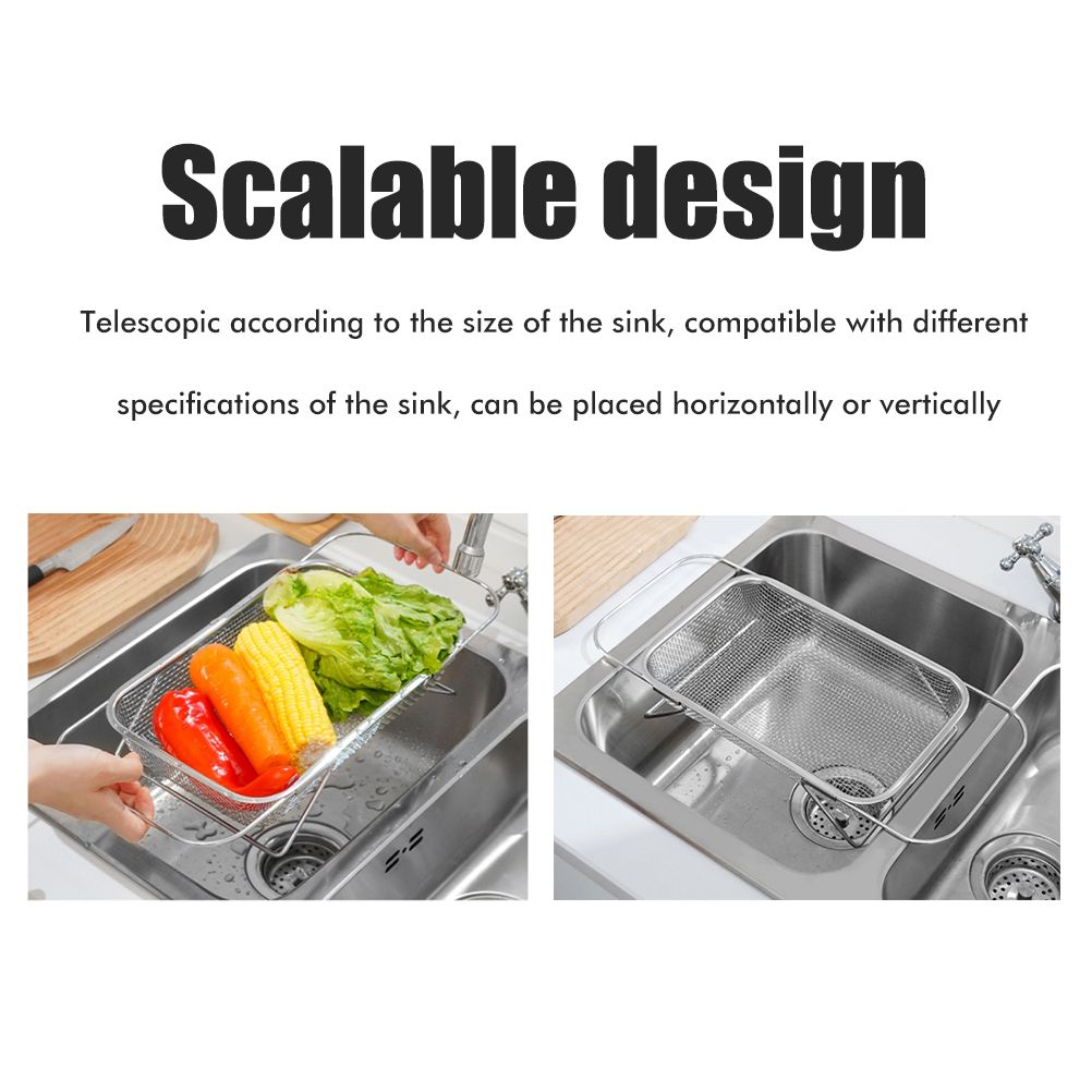 Over the Sink Colander Stainless Steel Expandable Strainer Basket Colander view 3
